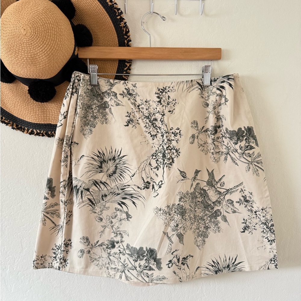 Beige Floral Wrap Skort - Women